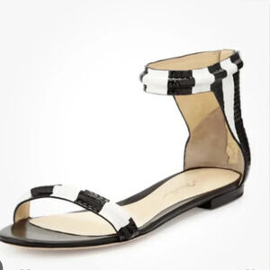3.1 Phillip Lim Martini Ankle-Wrap Sandal, Black/White 39​​​
